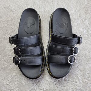 Dr. Martens Black Sandals with Silver Buckles Blaire sandal